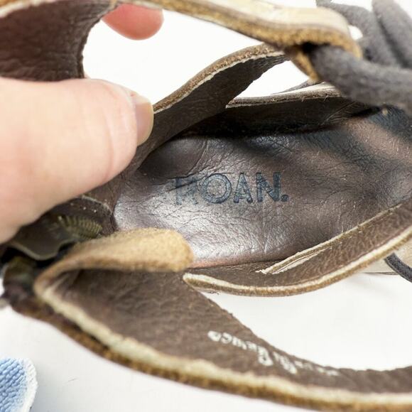 Bed Stu ROAN Taupe Leather Flat Gladiator Sandals Women's Sz 8 Lace Up/Back Zip - Picture 8 of 10